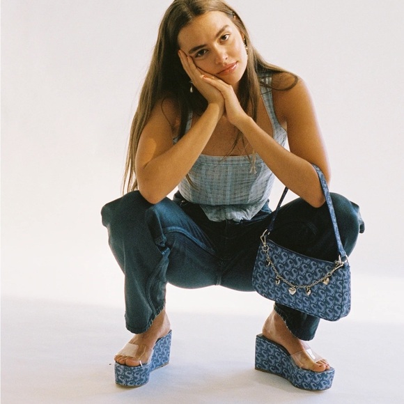 Sooki La La The Rocky La La Clear Slip On Blue Logo Platform Wedge Sandals - Picture 5 of 16